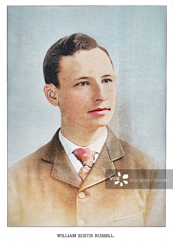 威廉·尤斯蒂斯·罗素肖像（1857年1月6日-1896年7月16日）：马萨诸塞州的律师和民主党政治家，曾四次担任剑桥市市长，并担任马萨诸塞州第37任州长图片素材