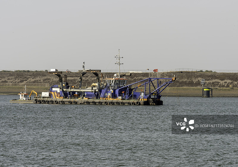 北海运河的挖泥船图片素材