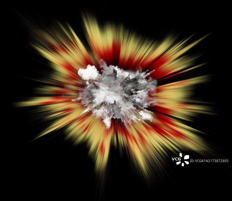 黑色背景上的颜料爆炸云雾图片素材