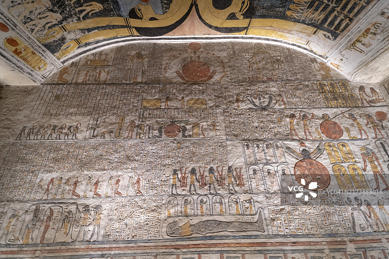 拉美西斯五世和六世墓内的象形文字图片素材