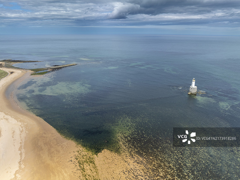 航拍苏格兰彼得黑德拉特雷角灯塔图片素材