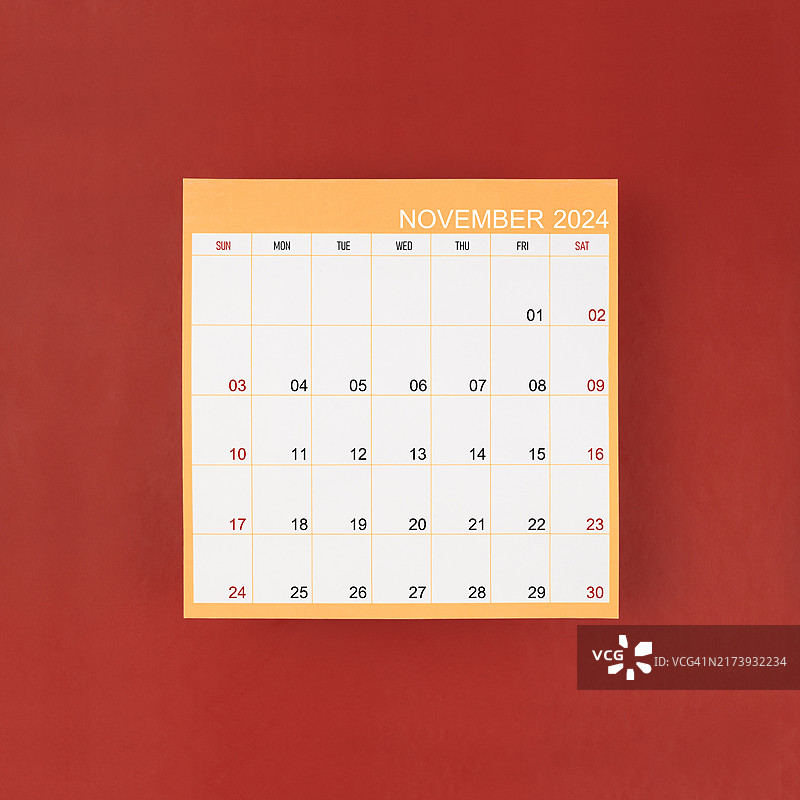 用于规划日常工作和生活的2024年11月日历图片素材