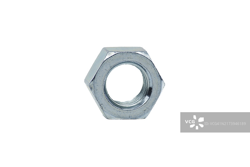 镀锌六角螺母，白色背景图片素材