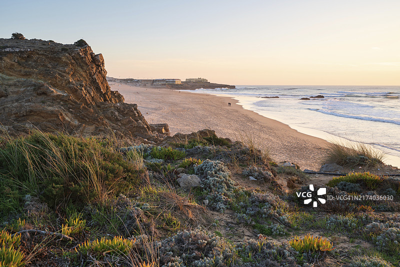 葡萄牙卡斯卡伊斯金丘海滩日落景色图片素材