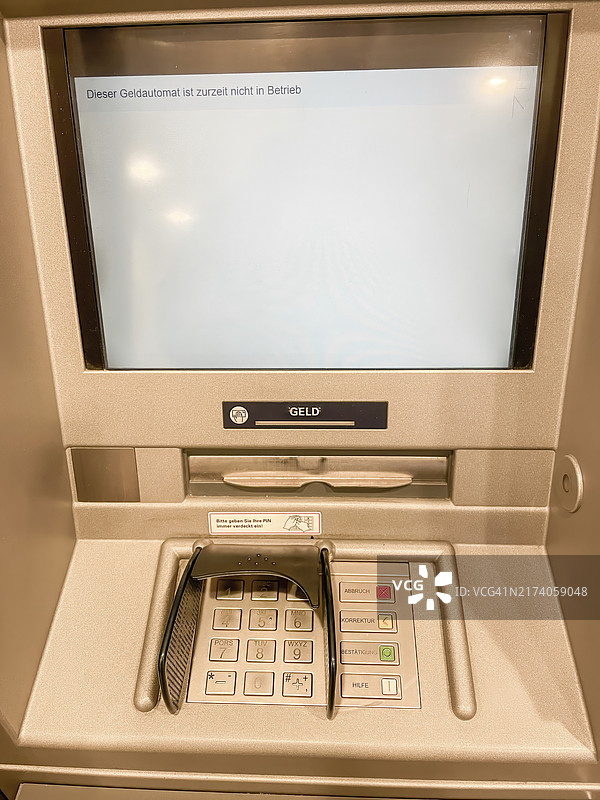 德国一台无法正常运行的自动取款机图片素材