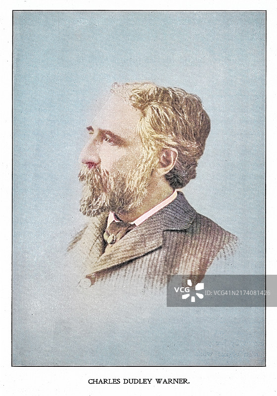 美国散文家查尔斯·达德利·华纳肖像图片素材