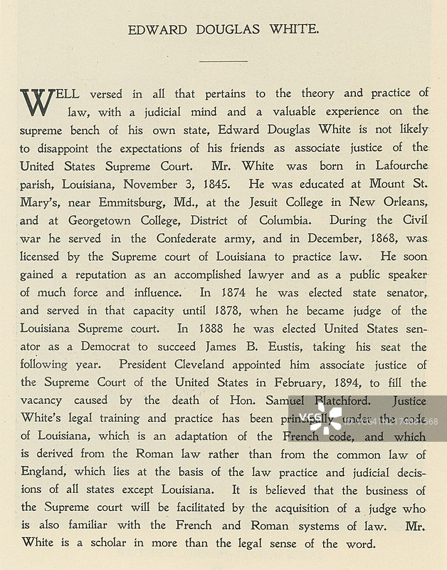 爱德华·道格拉斯·怀特（1845年11月3日出生）传记：美国政治家和法学家图片素材