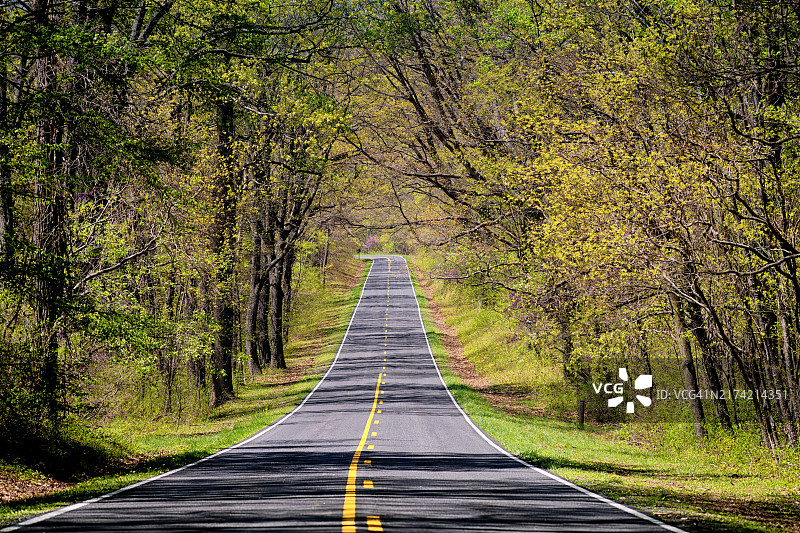 穿越雪纳多国家公园山脉的公路图片素材