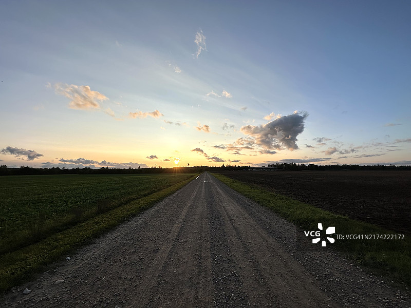 爱沙尼亚塔尔图县乡村公路的日落图片素材