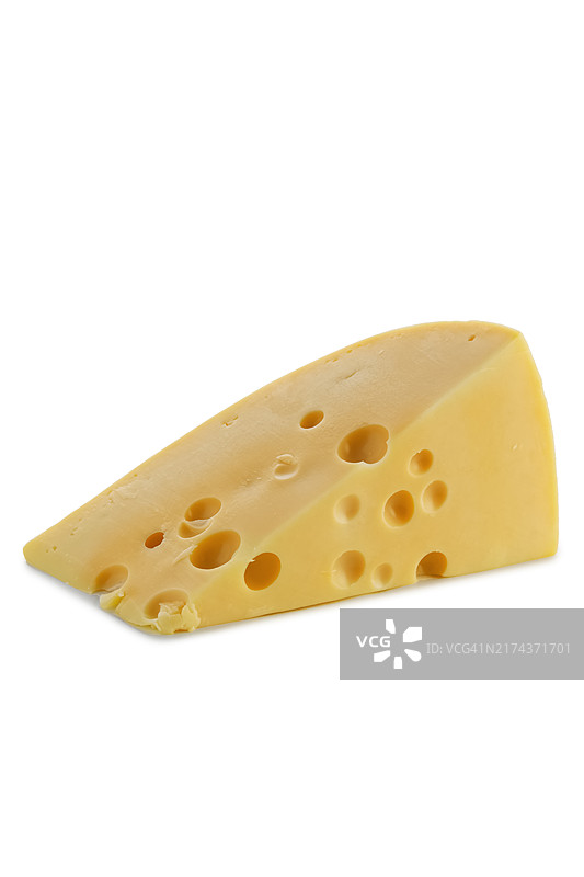 白色背景上的三角形豪达奶酪图片素材