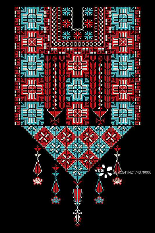 巴勒斯坦时尚颈饰刺绣矢量模板图片素材