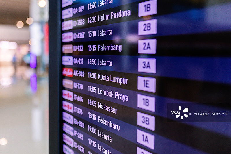 机场航班时刻和登机口信息显示屏图片素材
