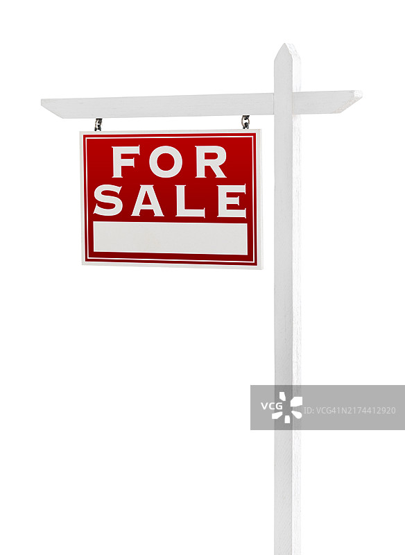 朝左的在售房地产标志，白色背景上孤立图片素材
