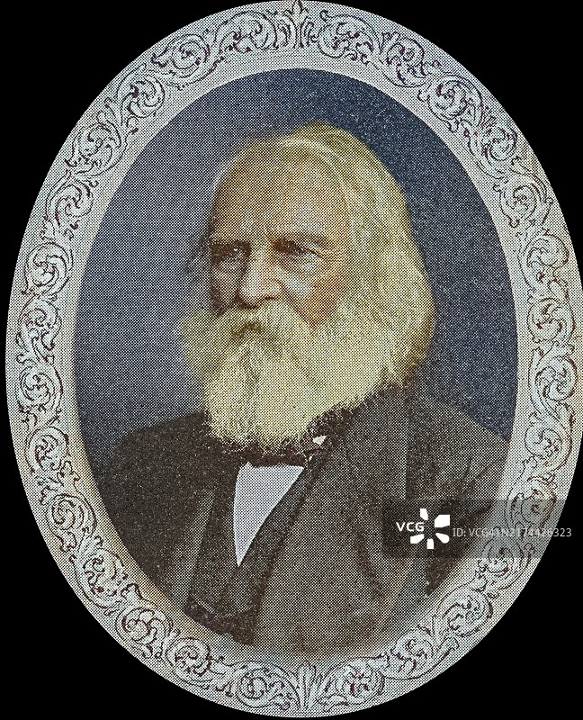 美国诗人及教育家亨利·沃兹沃思·朗费罗肖像图片素材