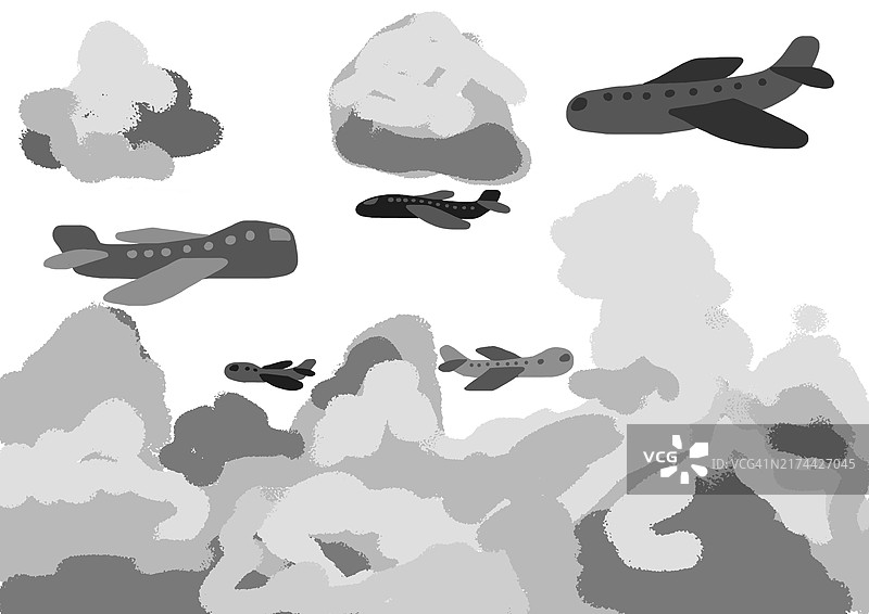 儿童画风格的飞机图片素材