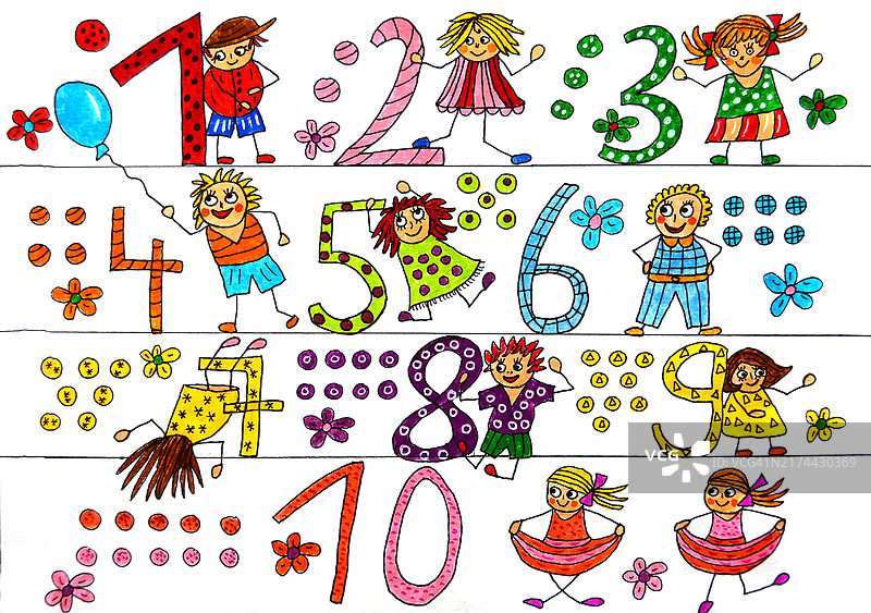 简笔画数字插图图片素材