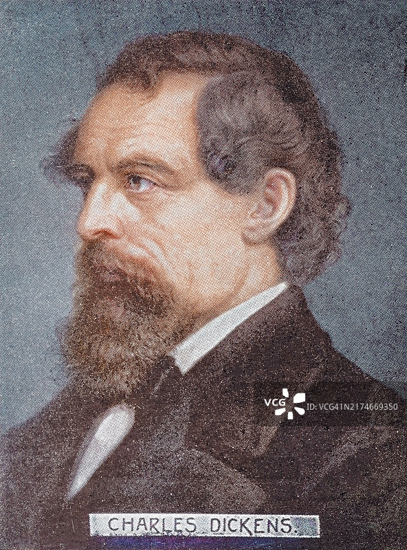 英国作家查尔斯·狄更斯肖像图片素材
