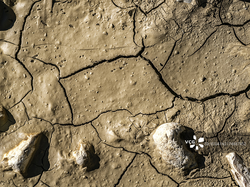 因高温和干旱而产生湿泥和裂缝的土壤图片素材