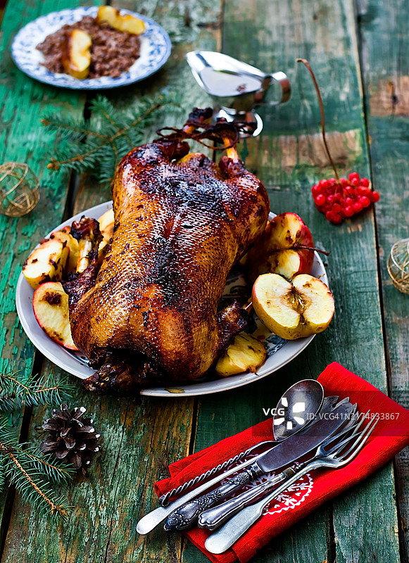 圣诞烤苹果鹅图片素材