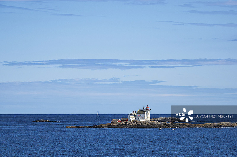 挪威克里斯蒂安桑附近的格罗宁根菲尔灯塔图片素材