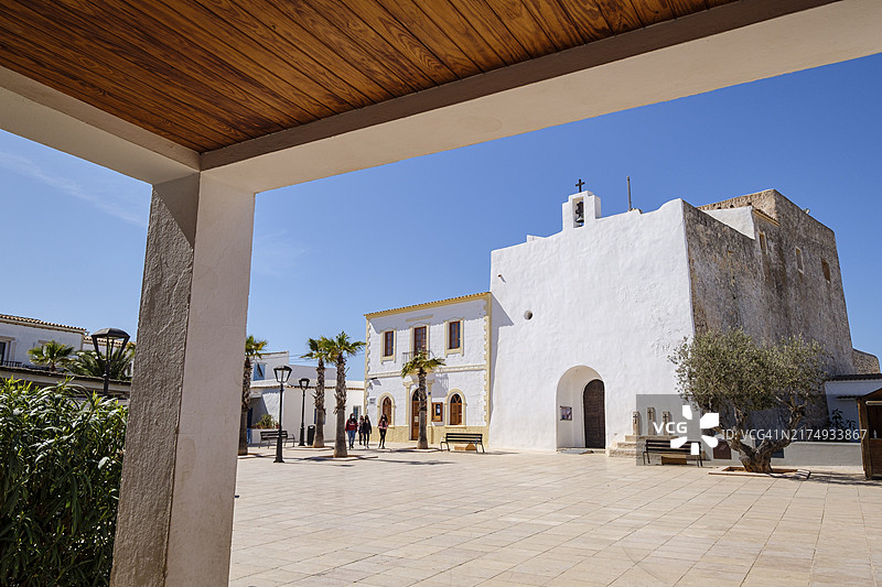 圣弗朗西斯科-哈维尔教堂，福门特拉岛，皮蒂乌萨斯群岛，巴利阿里群岛，西班牙，欧洲图片素材