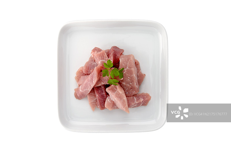 白色背景上的炸猪排拼盘（局部）图片素材