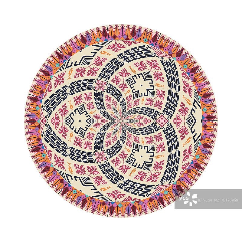 传统巴勒斯坦风格的圆形图案矢量设计元素图片素材