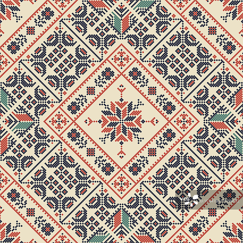 带有传统巴勒斯坦刺绣图案的无缝图案设计图片素材