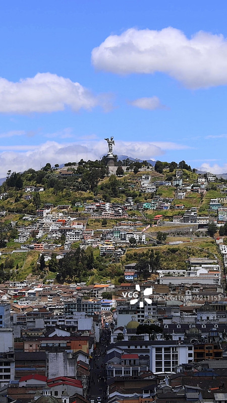 厄瓜多尔基多：面包山圣母像观景台，南美基多历史中心美景图片素材
