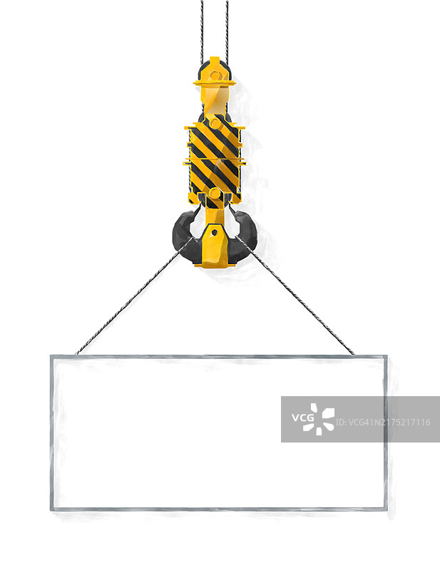 白色背景上的水彩风格吊钩和空白标志图片素材