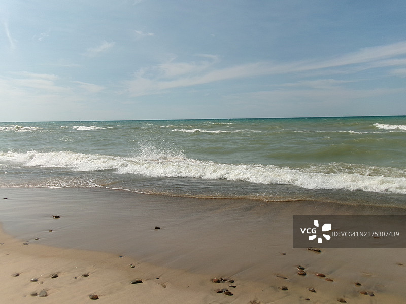 密歇根湖贝弗利海岸夏季摄影作品，2024年，美国印第安纳州贝弗利海岸图片素材