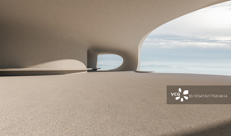 混凝土曲线建筑内的走廊图片素材