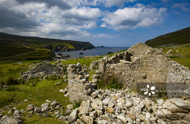 爱尔兰多尼戈尔郡阿德拉附近的废弃村庄波特村图片素材