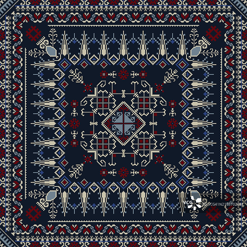 传统拉脱维亚刺绣无缝图案矢量插图图片素材