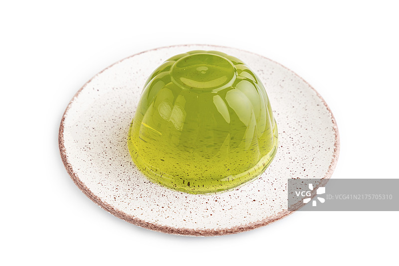 白色背景上的薄荷绿果冻特写图片素材