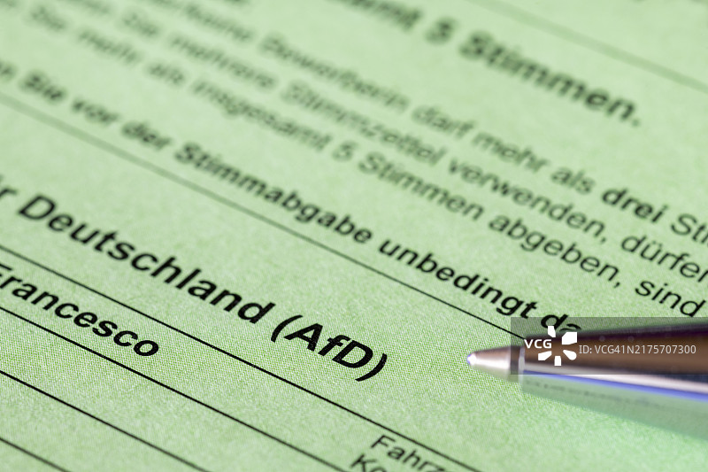 选票、选举事务、德国另类选择党、地区选举、市政委员会选举、选票笔图片素材