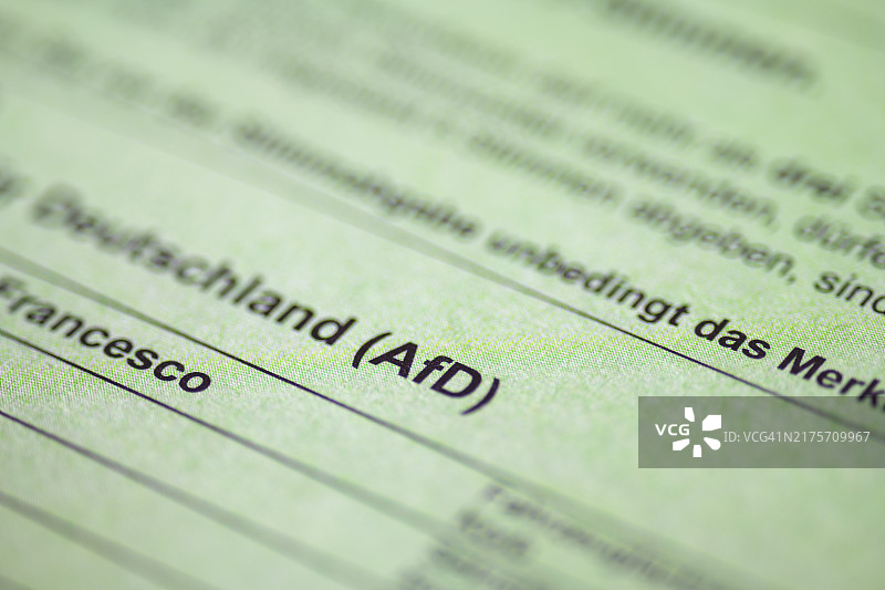 官方选票、选举事务、德国另类选择党（AFD）、区域选举、区议会选举、市议会选举图片素材