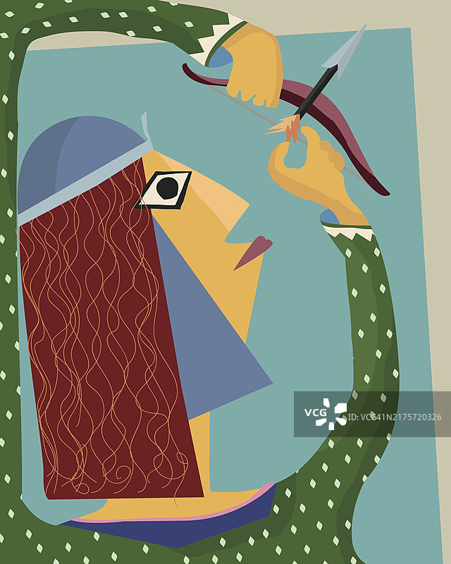 弓箭手抽象艺术彩色矢量卡片图片素材