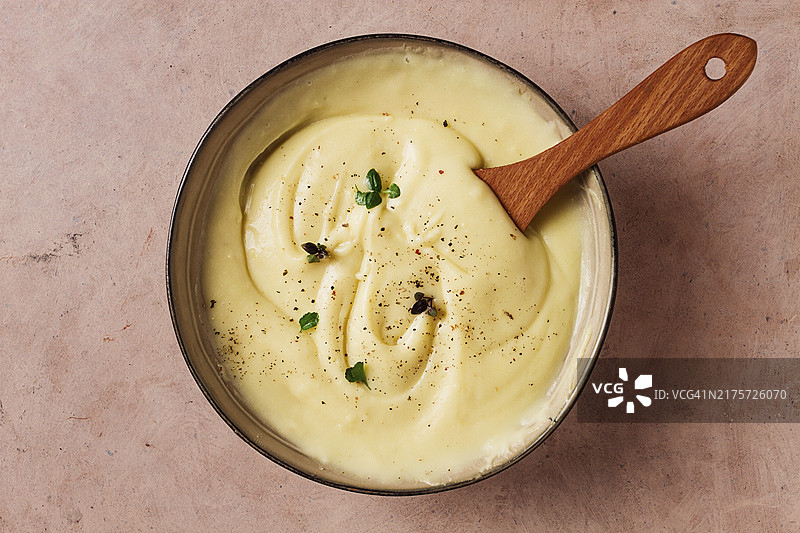自制香料蔬菜土豆泥俯视图图片素材