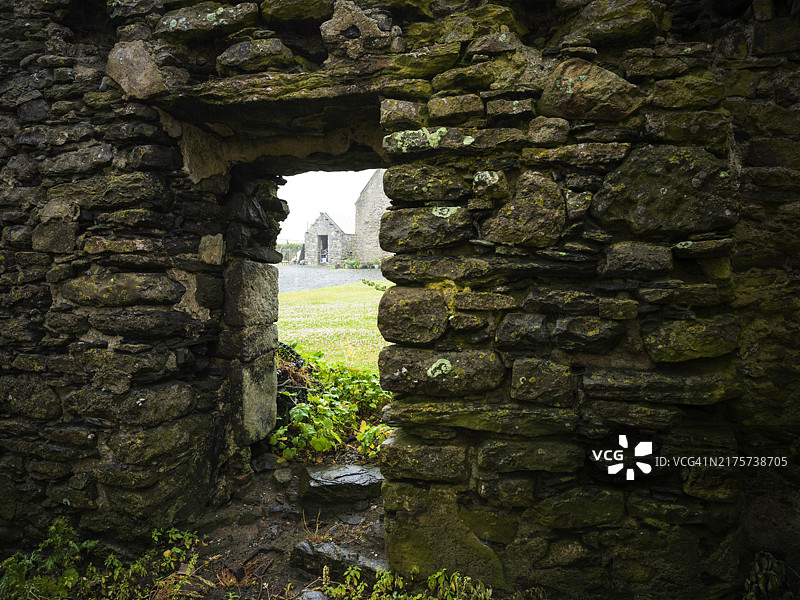 韦克斯福德的斯莱德城堡墙壁和植物图片素材