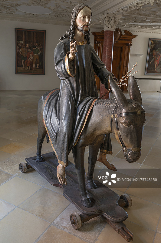 韦滕豪森多米尼加修道院上厅内的棕榈树，斯瓦比亚，巴伐利亚，约1880年图片素材