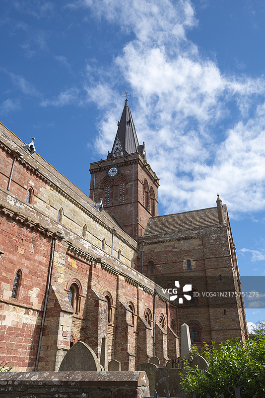 英国苏格兰奥克尼群岛柯克沃尔的圣马格努斯罗马式-诺曼大教堂图片素材