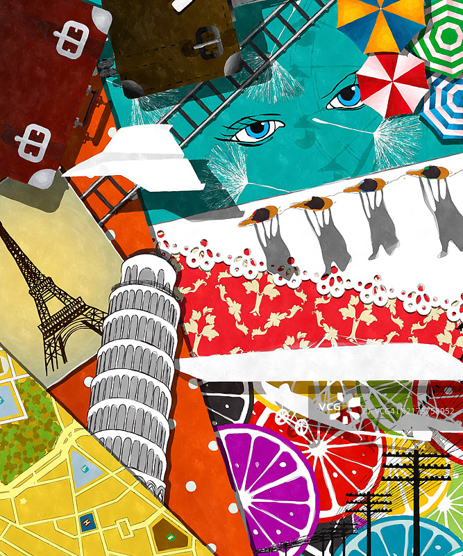 水彩风格旅行卡片图片素材