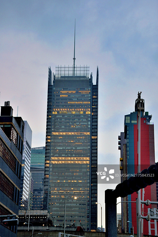 日落时分的纽约曼哈顿纽约时报大厦图片素材