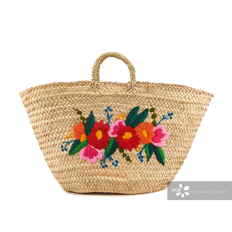 草编篮包，编织包，草编手提袋图片素材