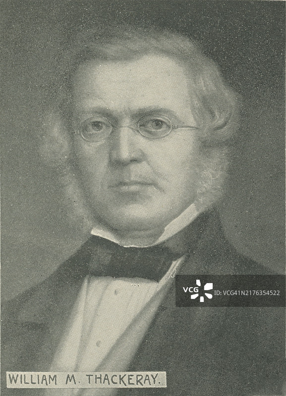 威廉·梅克皮斯·萨克雷（1811年7月18日 - 1863年12月24日）的肖像，他是一位英国小说家和插画家。图片素材