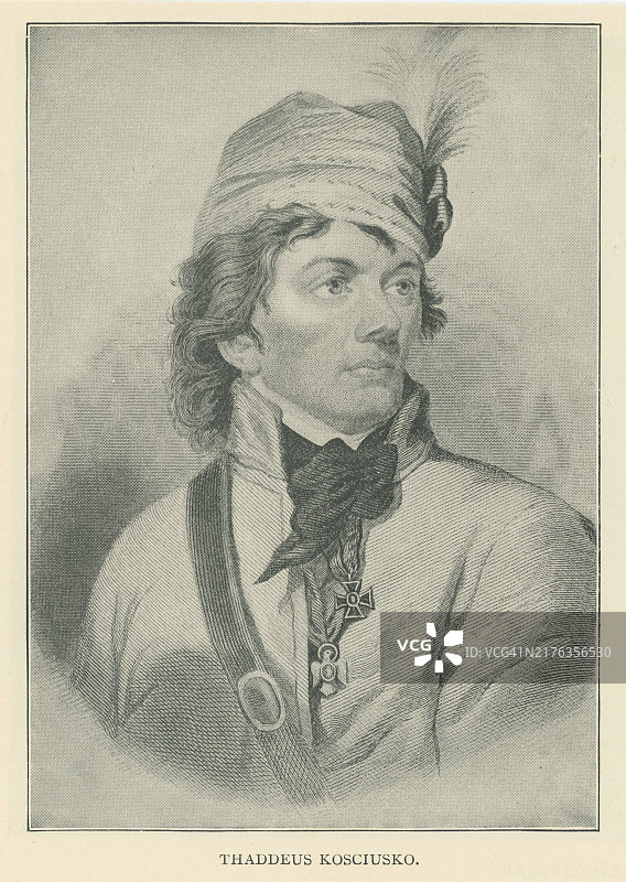 波兰军事工程师、政治家和军事领袖安德烈·塔德乌什·博纳文图拉·科希乌什科（安德鲁·塔德乌斯·博纳文图拉·科希乌什科）的肖像图片素材