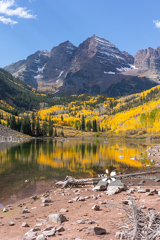 秋季阿斯彭 Maroon Bells 山峰图片素材