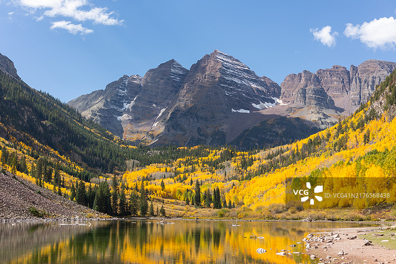 秋季阿斯彭 Maroon Bells 山峰图片素材