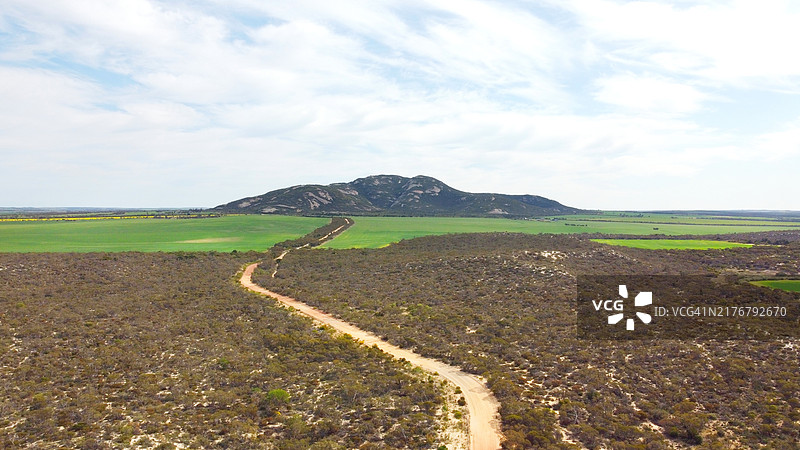 卡拉佩山及周边自然风光和农田图片素材